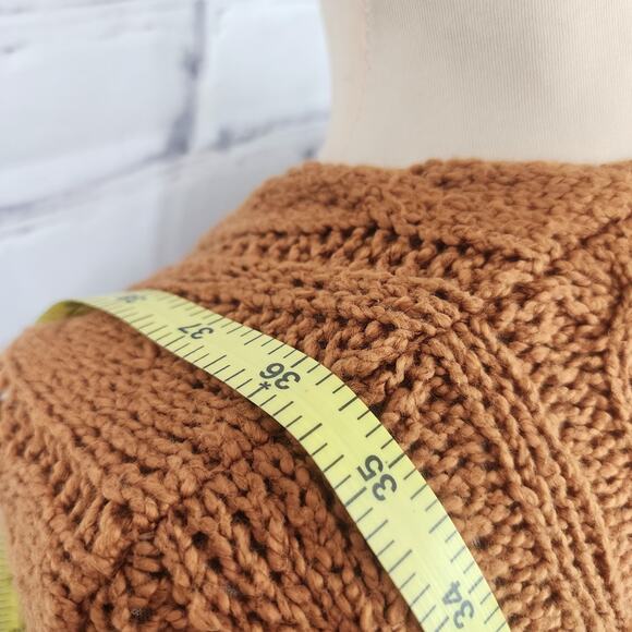 Free People Sweater Womens S chunky cable knit oversized tunic burnt orange - Picture 7 of 7